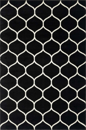 Black 6' 1 x 9' Trellis Frieze Rectangle Area Rug Geometric Modern Unique Stain Resistant Easy Clean Carpet for Living, Dining, Bedrooms, Office for Sale at Rug Engine