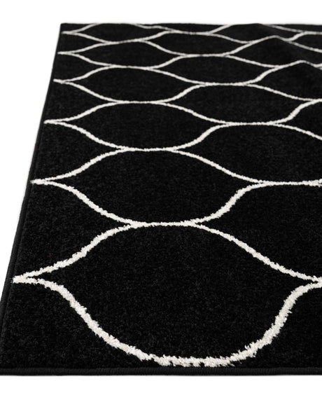 Black 9' x 12' Trellis Frieze Rectangle Area Rug Geometric Modern Unique Stain Resistant Easy Clean Carpet for Living, Dining, Bedrooms, Office for Sale at Rug Engine