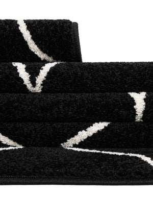 Black 2' x 3' 1 Trellis Frieze Rectangle Area Rug Geometric Modern Unique Stain Resistant Easy Clean Carpet for Living, Dining, Bedrooms, Office for Sale at Rug Engine