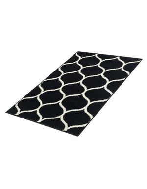 Black 2' x 3' 1 Trellis Frieze Rectangle Area Rug Geometric Modern Unique Stain Resistant Easy Clean Carpet for Living, Dining, Bedrooms, Office for Sale at Rug Engine