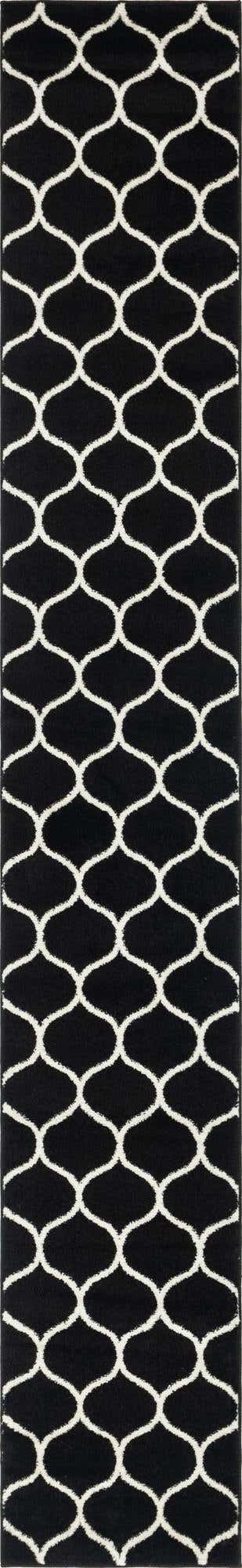 Black 2' x 13' 1 Trellis Frieze Runner Area Rug Geometric Modern Unique Stain Resistant Easy Clean Carpet for Living, Dining, Bedrooms, Office for Sale at Rug Engine