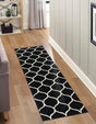 Black 2' x 13' 1 Trellis Frieze Runner Area Rug Geometric Modern Unique Stain Resistant Easy Clean Carpet for Living, Dining, Bedrooms, Office for Sale at Rug Engine