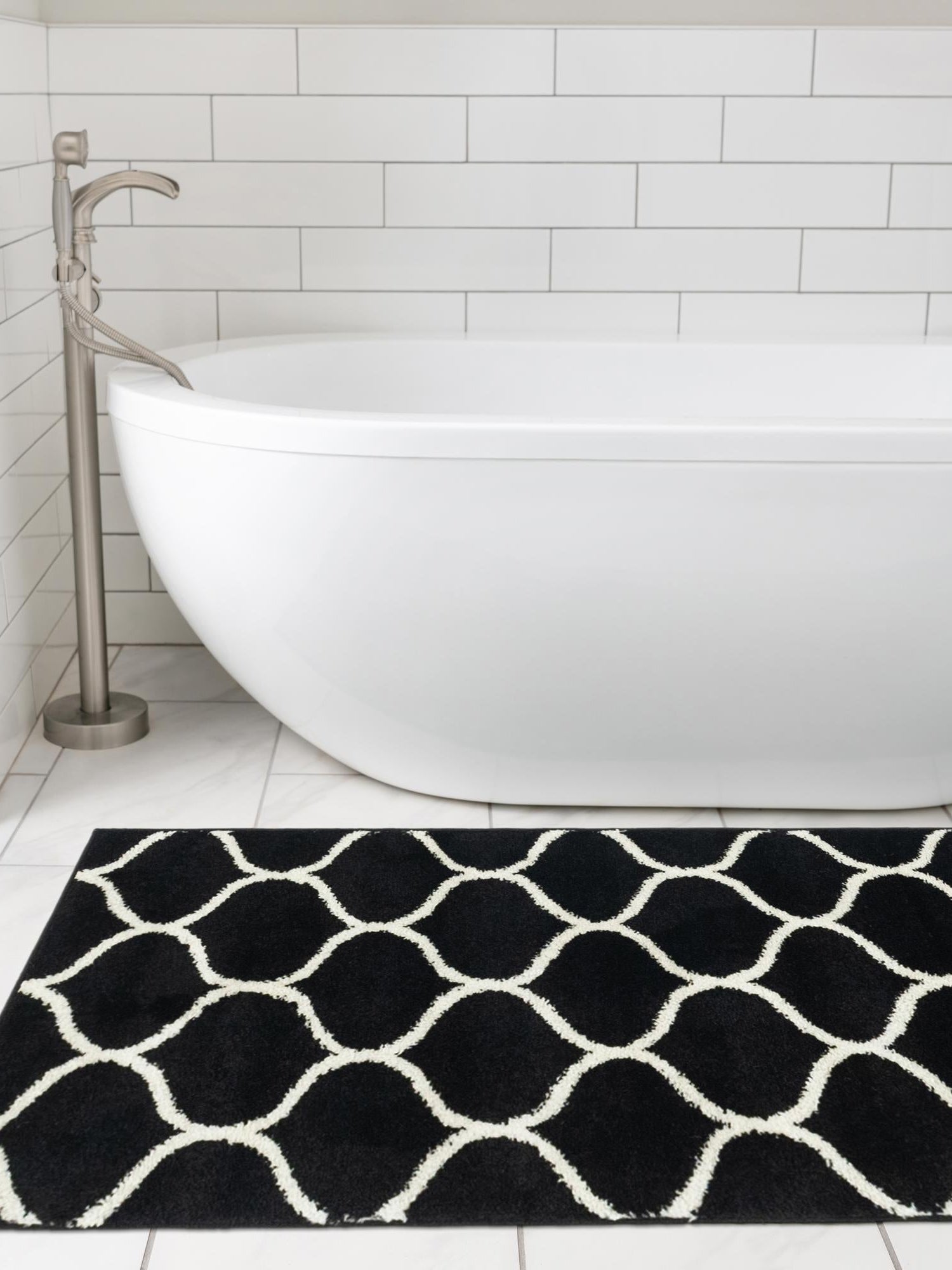 Black 2' x 13' 1 Trellis Frieze Runner Area Rug Geometric Modern Unique Stain Resistant Easy Clean Carpet for Living, Dining, Bedrooms, Office for Sale at Rug Engine