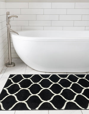 Black 2' x 13' 1 Trellis Frieze Runner Area Rug Geometric Modern Unique Stain Resistant Easy Clean Carpet for Living, Dining, Bedrooms, Office for Sale at Rug Engine