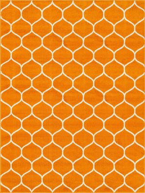 Orange 9' x 12' Trellis Frieze Rectangle Area Rug Geometric Modern Unique Stain Resistant Easy Clean Carpet for Living, Dining, Bedrooms, Office for Sale at Rug Engine