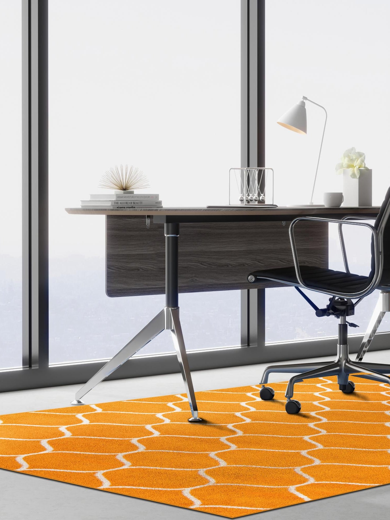 Orange 10' x 14' 1 Trellis Frieze Rectangle Area Rug Geometric Modern Unique Stain Resistant Easy Clean Carpet for Living, Dining, Bedrooms, Office for Sale at Rug Engine