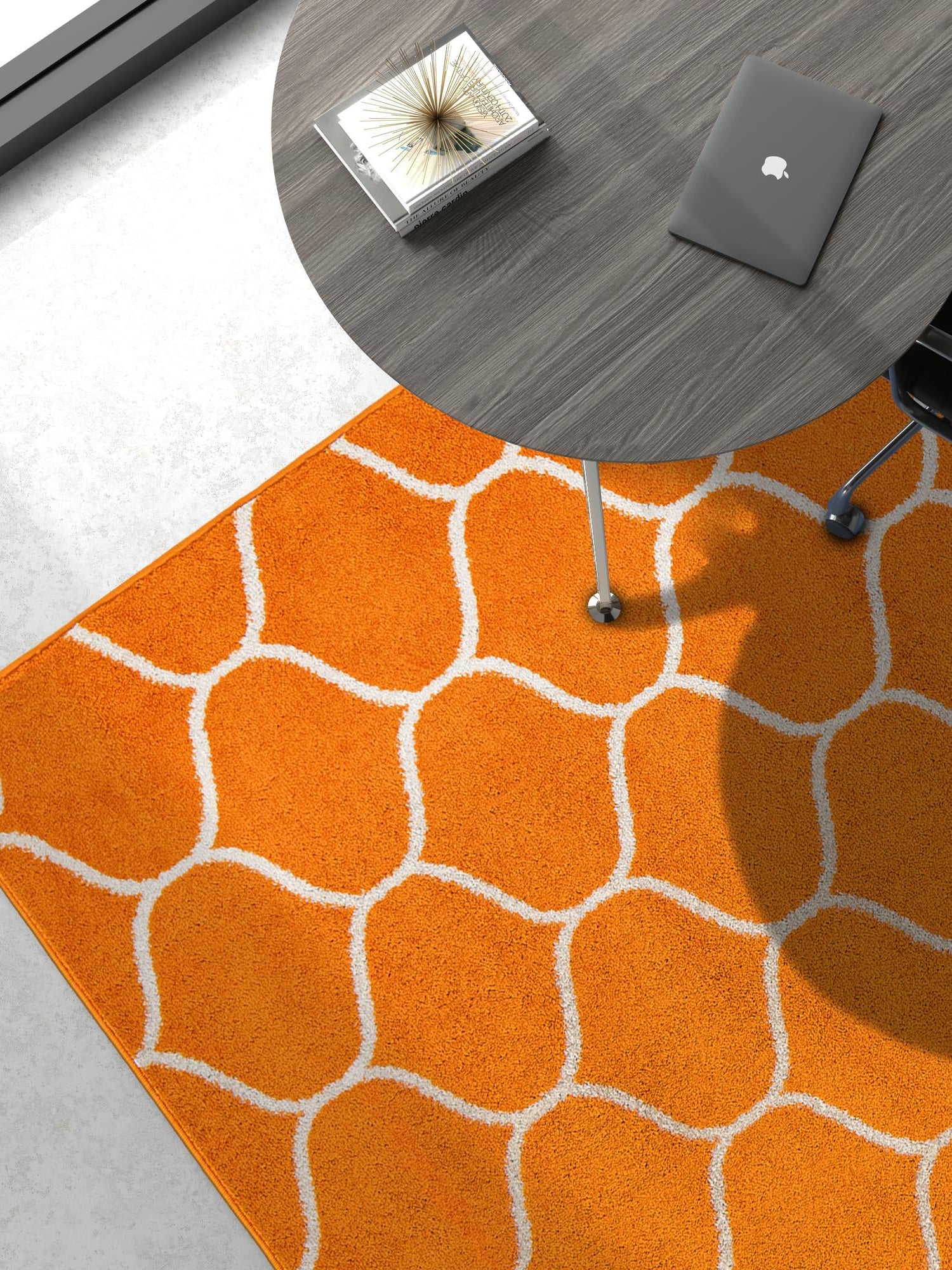 Orange 10' x 14' 1 Trellis Frieze Rectangle Area Rug Geometric Modern Unique Stain Resistant Easy Clean Carpet for Living, Dining, Bedrooms, Office for Sale at Rug Engine