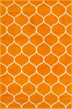 Orange 4' 1 x 6' 1 Trellis Frieze Rectangle Area Rug Geometric Modern Unique Stain Resistant Easy Clean Carpet for Living, Dining, Bedrooms, Office for Sale at Rug Engine