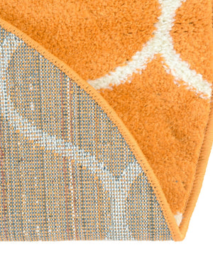 Orange 3' 1 x 3' 1 Trellis Frieze Round Area Rug Geometric Modern Unique Stain Resistant Easy Clean Carpet for Living, Dining, Bedrooms, Office for Sale at Rug Engine