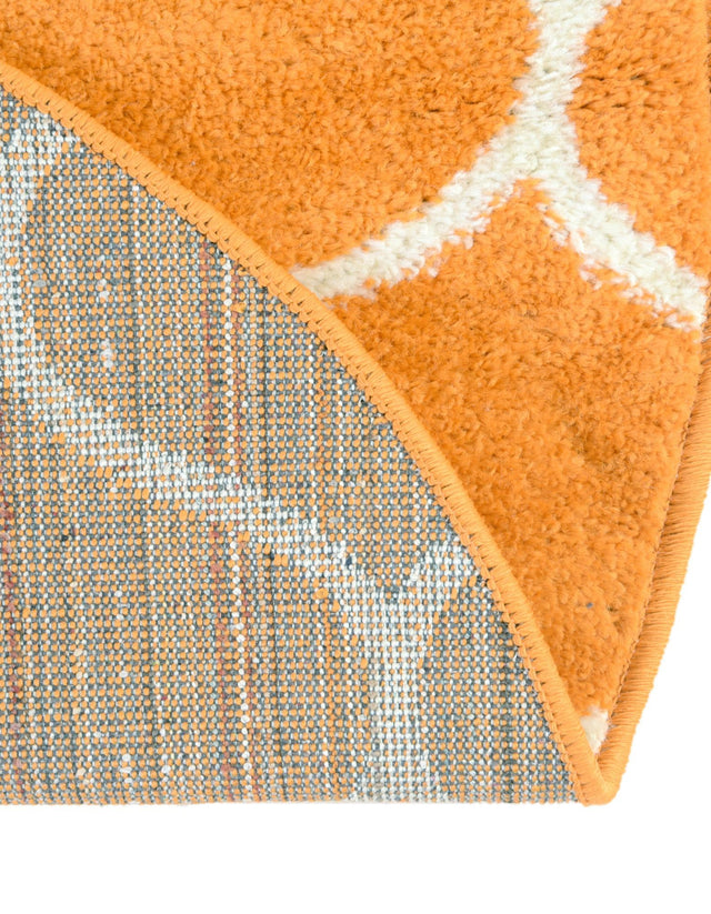 Orange 3' 1 x 3' 1 Trellis Frieze Round Area Rug Geometric Modern Unique Stain Resistant Easy Clean Carpet for Living, Dining, Bedrooms, Office for Sale at Rug Engine