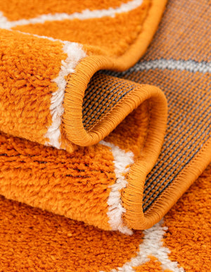 Orange 3' 1 x 3' 1 Trellis Frieze Round Area Rug Geometric Modern Unique Stain Resistant Easy Clean Carpet for Living, Dining, Bedrooms, Office for Sale at Rug Engine