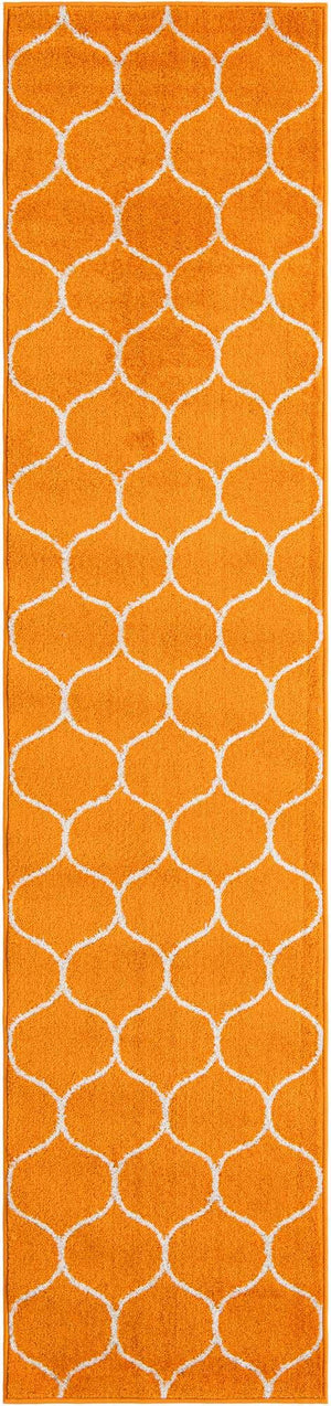 Orange 2' x 8' 8 Trellis Frieze Runner Area Rug Geometric Modern Unique Stain Resistant Easy Clean Carpet for Living, Dining, Bedrooms, Office for Sale at Rug Engine