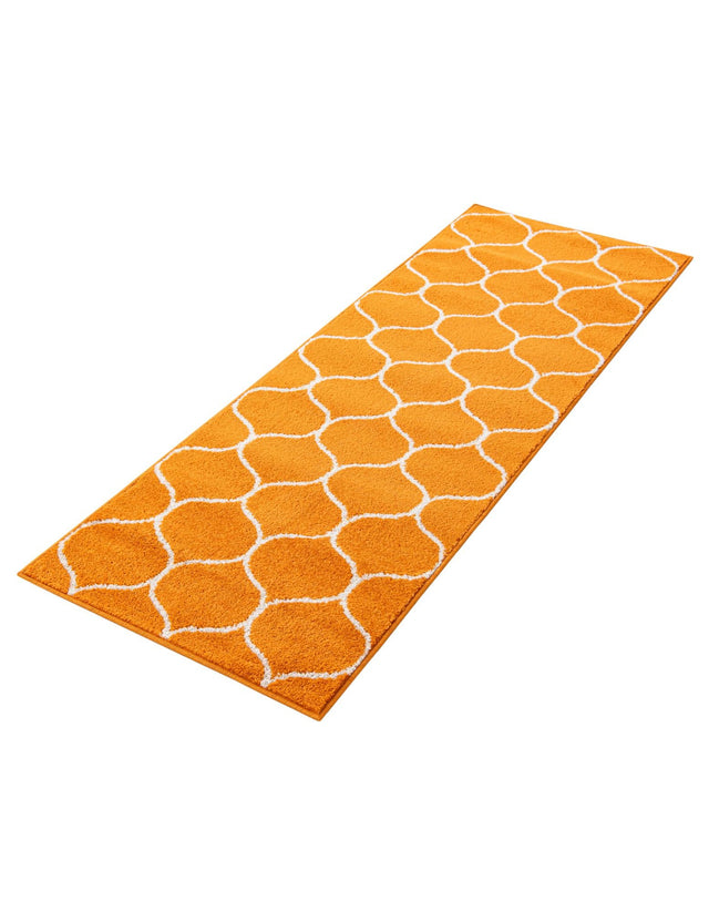Orange 2' x 6' 1 Trellis Frieze Runner Area Rug Geometric Modern Unique Stain Resistant Easy Clean Carpet for Living, Dining, Bedrooms, Office for Sale at Rug Engine