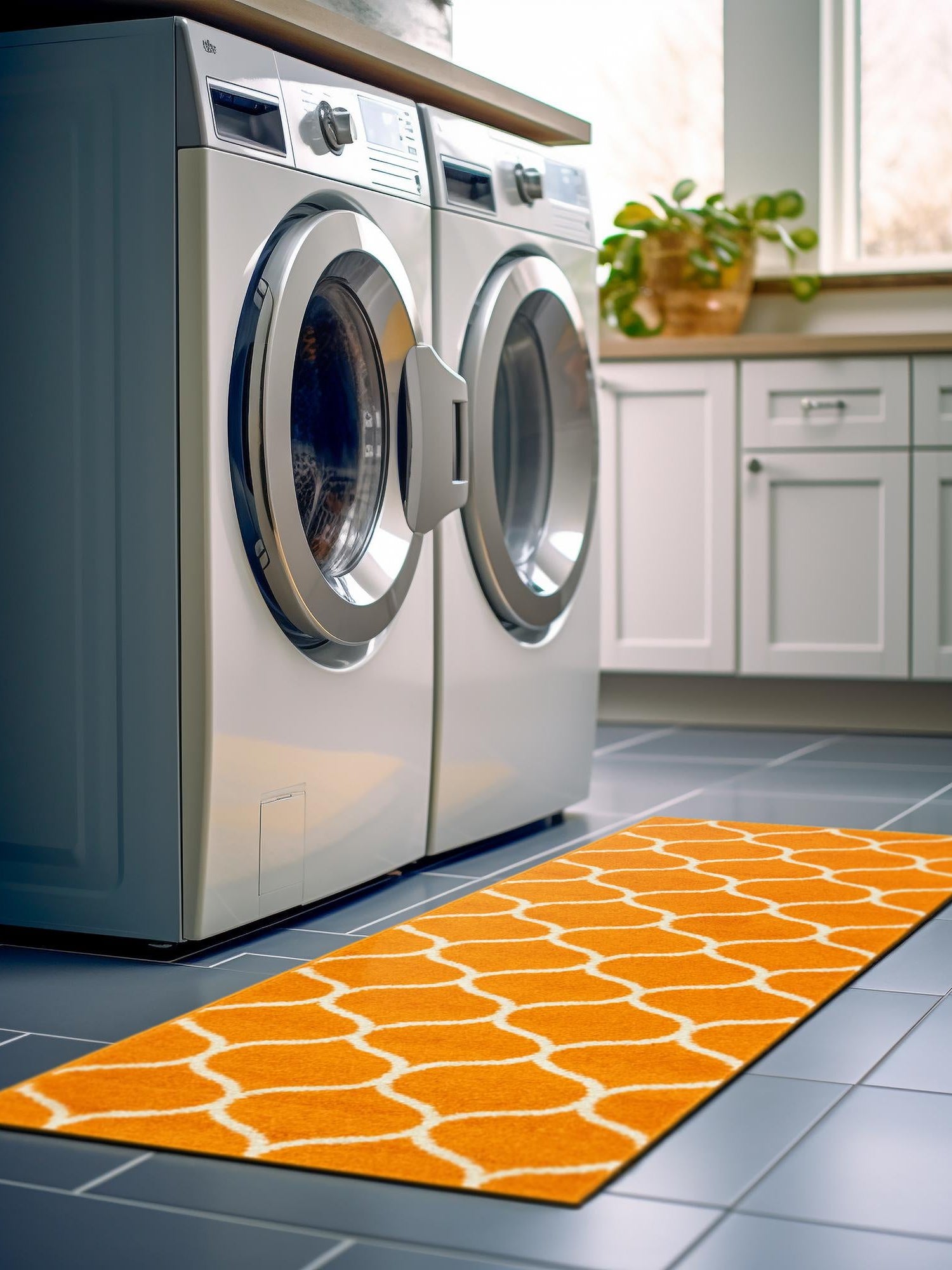 Orange 2' x 8' 8 Trellis Frieze Runner Area Rug Geometric Modern Unique Stain Resistant Easy Clean Carpet for Living, Dining, Bedrooms, Office for Sale at Rug Engine