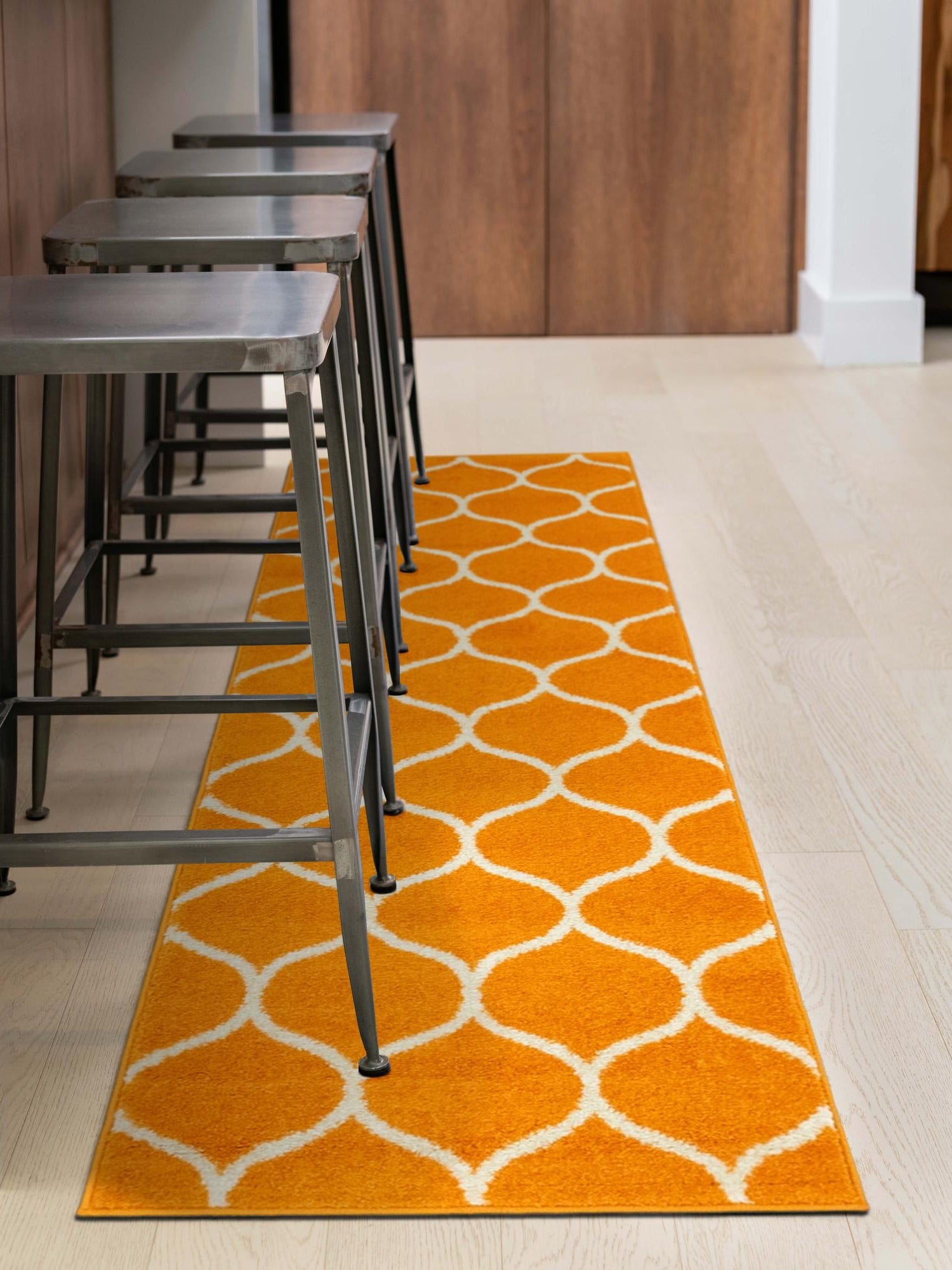 Orange 2' x 8' 8 Trellis Frieze Runner Area Rug Geometric Modern Unique Stain Resistant Easy Clean Carpet for Living, Dining, Bedrooms, Office for Sale at Rug Engine