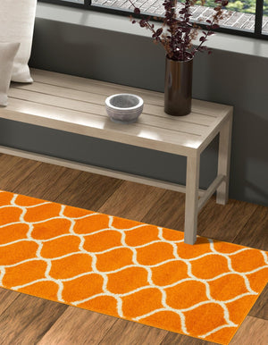 Orange 2' x 8' 8 Trellis Frieze Runner Area Rug Geometric Modern Unique Stain Resistant Easy Clean Carpet for Living, Dining, Bedrooms, Office for Sale at Rug Engine
