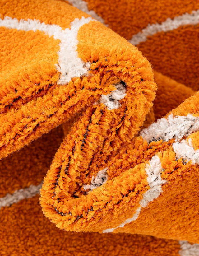 Orange 2' x 6' 1 Trellis Frieze Runner Area Rug Geometric Modern Unique Stain Resistant Easy Clean Carpet for Living, Dining, Bedrooms, Office for Sale at Rug Engine