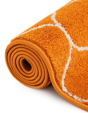 Orange 2' x 6' 1 Trellis Frieze Runner Area Rug Geometric Modern Unique Stain Resistant Easy Clean Carpet for Living, Dining, Bedrooms, Office for Sale at Rug Engine