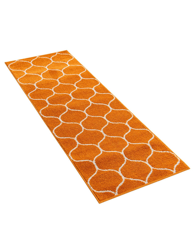 Orange 2' x 6' 1 Trellis Frieze Runner Area Rug Geometric Modern Unique Stain Resistant Easy Clean Carpet for Living, Dining, Bedrooms, Office for Sale at Rug Engine