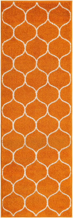 Orange 2' x 6' 1 Trellis Frieze Runner Area Rug Geometric Modern Unique Stain Resistant Easy Clean Carpet for Living, Dining, Bedrooms, Office for Sale at Rug Engine