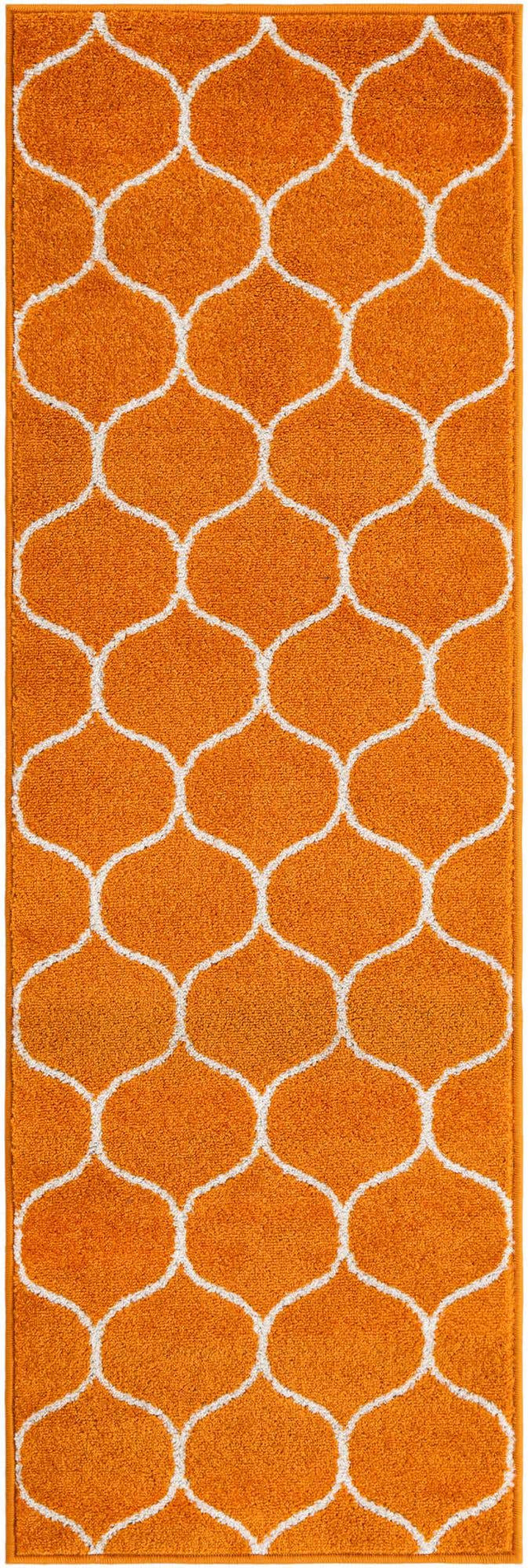 Orange 2' x 6' 1 Trellis Frieze Runner Area Rug Geometric Modern Unique Stain Resistant Easy Clean Carpet for Living, Dining, Bedrooms, Office for Sale at Rug Engine