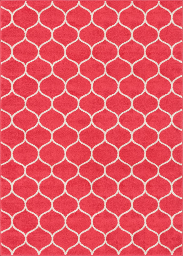 Pink 10' x 14' 1 Trellis Frieze Rectangle Area Rug Geometric Modern Unique Stain Resistant Easy Clean Carpet for Living, Dining, Bedrooms, Office for Sale at Rug Engine