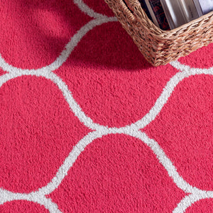 Pink 9' x 12' 2 Trellis Frieze Rectangle Area Rug Geometric Modern Unique Stain Resistant Easy Clean Carpet for Living, Dining, Bedrooms, Office for Sale at Rug Engine