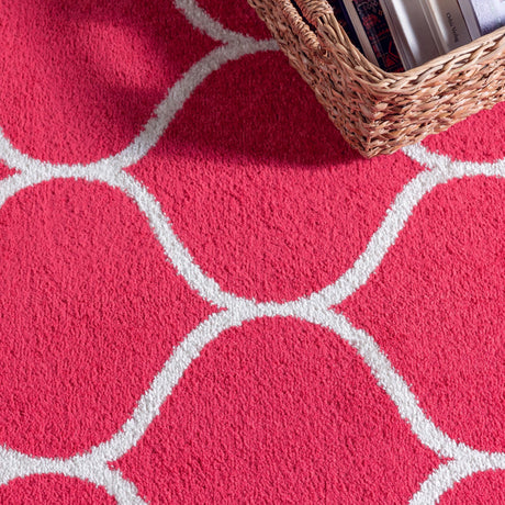 Pink 2' x 3' 1 Trellis Frieze Rectangle Area Rug Geometric Modern Unique Stain Resistant Easy Clean Carpet for Living, Dining, Bedrooms, Office for Sale at Rug Engine