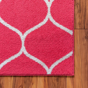 Pink 10' x 14' 1 Trellis Frieze Rectangle Area Rug Geometric Modern Unique Stain Resistant Easy Clean Carpet for Living, Dining, Bedrooms, Office for Sale at Rug Engine