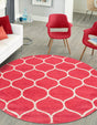 Pink 4' 1 x 4' 1 Trellis Frieze Round Area Rug Geometric Modern Unique Stain Resistant Easy Clean Carpet for Living, Dining, Bedrooms, Office for Sale at Rug Engine