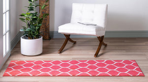 Pink 2' x 6' 1 Trellis Frieze Runner Area Rug Geometric Modern Unique Stain Resistant Easy Clean Carpet for Living, Dining, Bedrooms, Office for Sale at Rug Engine
