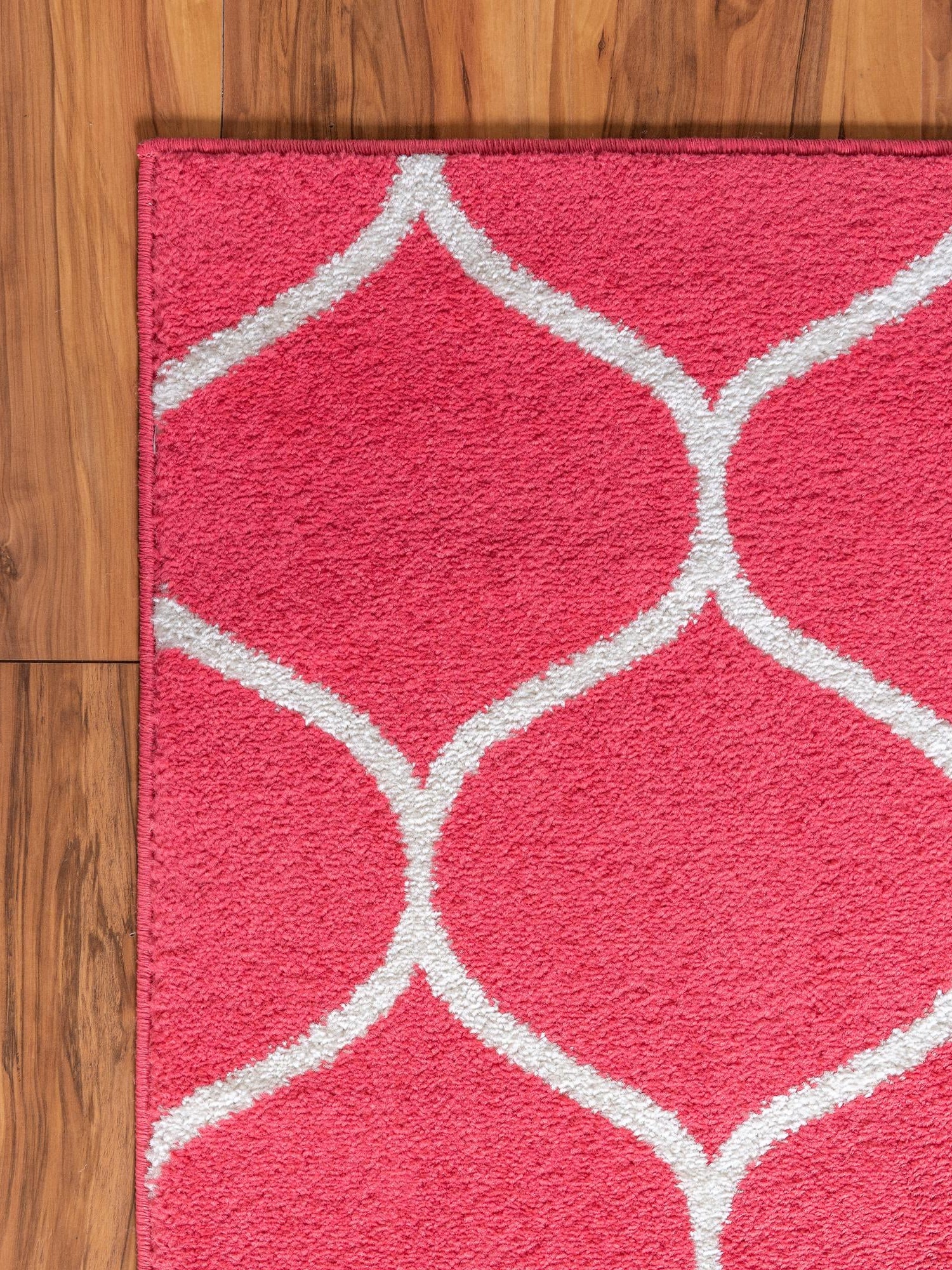 Pink 2' x 8' 8 Trellis Frieze Runner Area Rug Geometric Modern Unique Stain Resistant Easy Clean Carpet for Living, Dining, Bedrooms, Office for Sale at Rug Engine