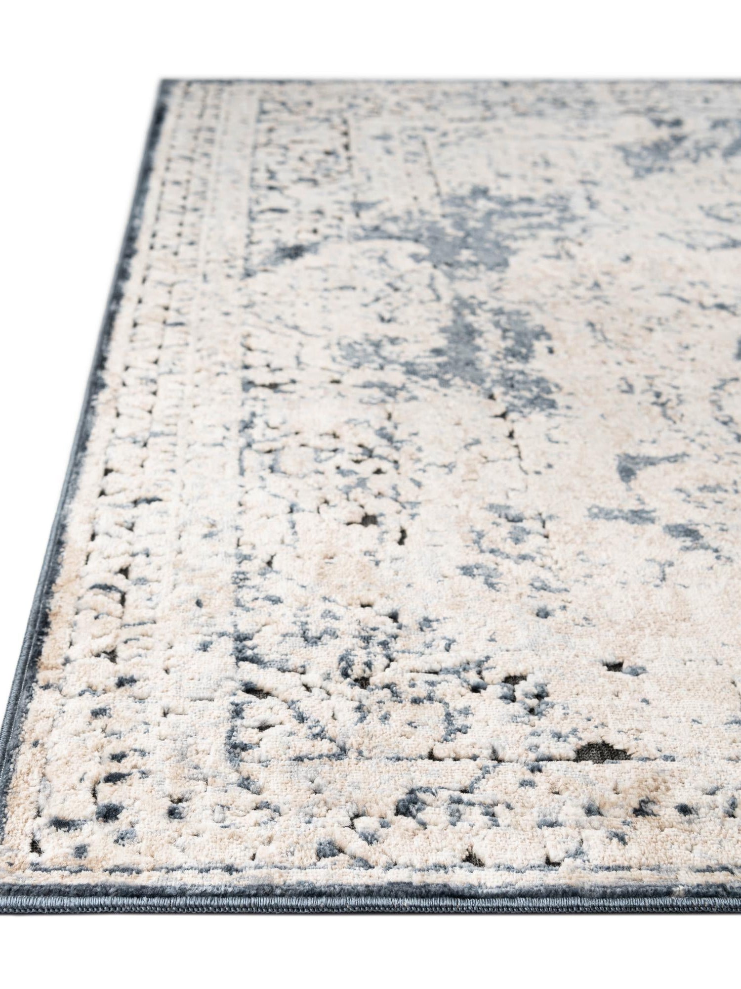 Navy Blue 7' 10 x 10' Chateau Rectangle Area Rug 85% Polypropylene & 15% Chenille With Cotton Backing Traditional Vintage Distressed Carpet for Classical Interior Design Decorating for Sale at Rug Engine