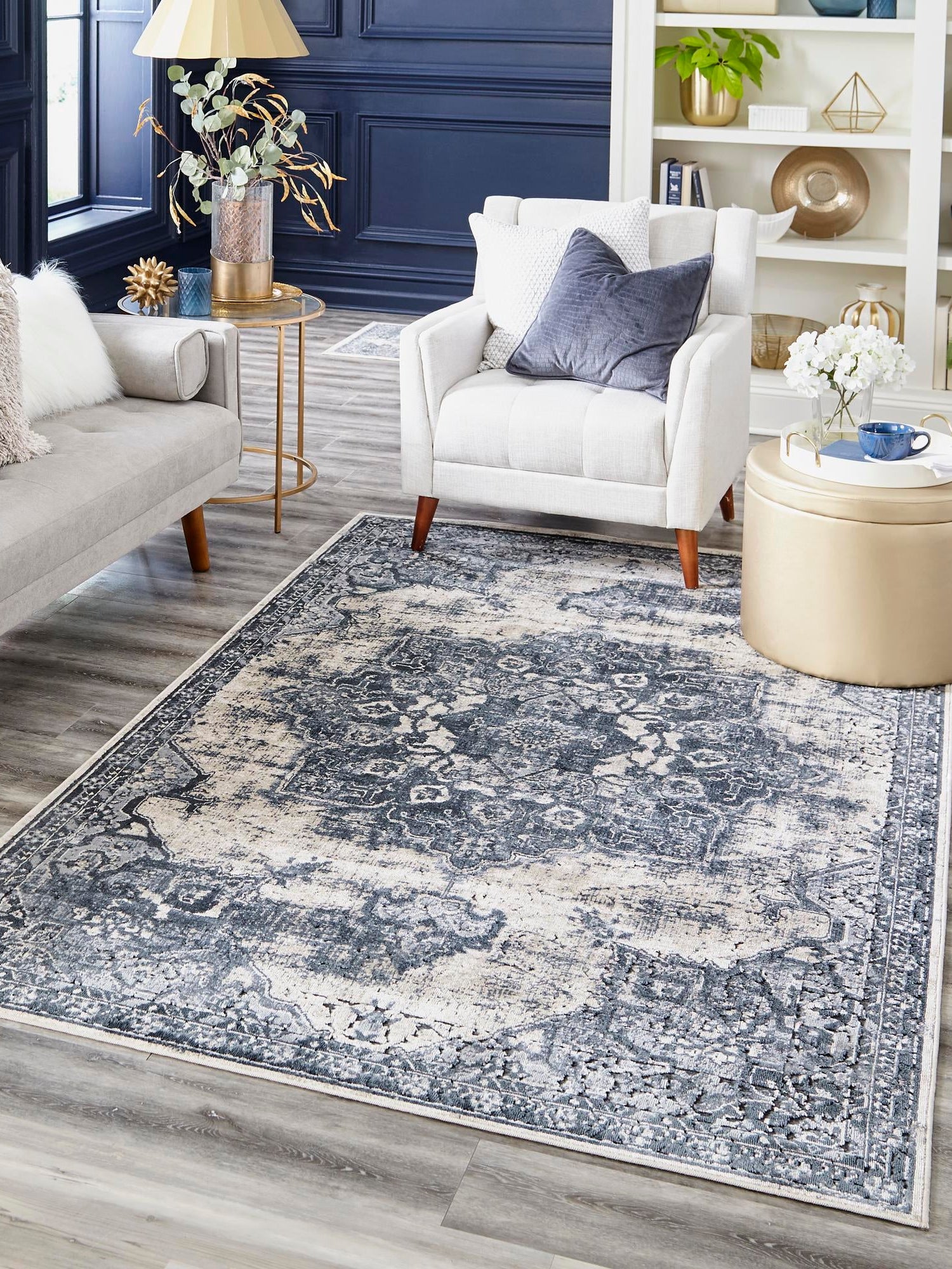 Ivory 2' 2 x 3' Chateau Rectangle Area Rug 85% Polypropylene & 15% Chenille With Cotton Backing Traditional Vintage Distressed Carpet for Classical Interior Design Decorating for Sale at Rug Engine