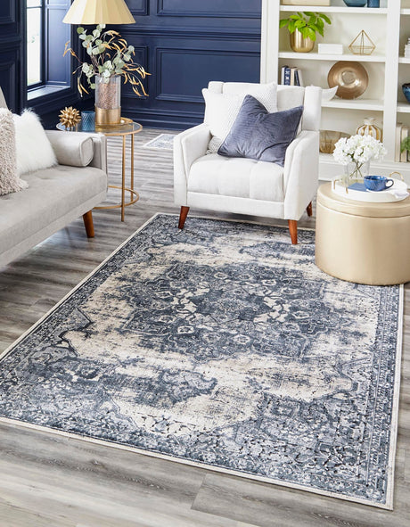 Ivory 2' 2 x 3' Chateau Rectangle Area Rug 85% Polypropylene & 15% Chenille With Cotton Backing Traditional Vintage Distressed Carpet for Classical Interior Design Decorating for Sale at Rug Engine