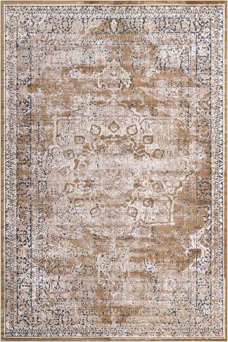 Khaki 10' x 14' 5 Chateau Rectangle Area Rug 85% Polypropylene & 15% Chenille With Cotton Backing Traditional Vintage Distressed Carpet for Classical Interior Design Decorating for Sale at Rug Engine
