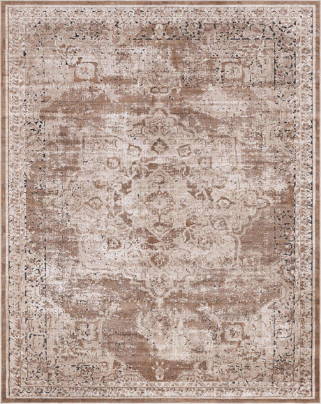 Khaki 7' 10 x 10' Chateau Rectangle Area Rug 85% Polypropylene & 15% Chenille With Cotton Backing Traditional Vintage Distressed Carpet for Classical Interior Design Decorating for Sale at Rug Engine