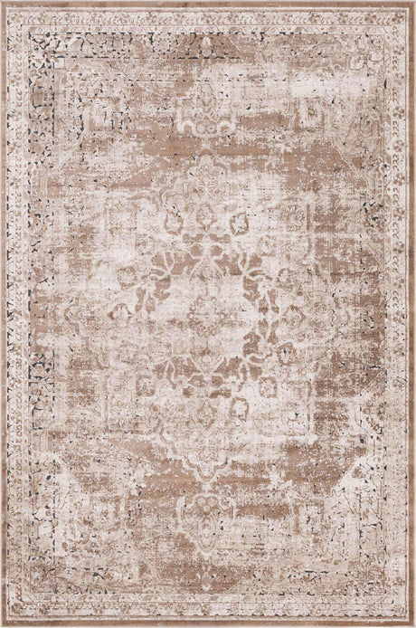 Khaki 6' 1 x 9' Chateau Rectangle Area Rug 85% Polypropylene & 15% Chenille With Cotton Backing Traditional Vintage Distressed Carpet for Classical Interior Design Decorating for Sale at Rug Engine