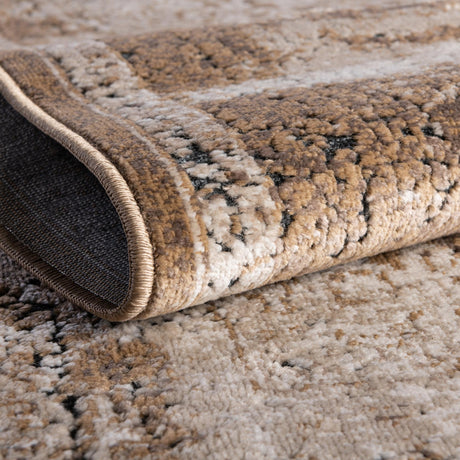 Khaki 9' x 12' Chateau Rectangle Area Rug 85% Polypropylene & 15% Chenille With Cotton Backing Traditional Vintage Distressed Carpet for Classical Interior Design Decorating for Sale at Rug Engine