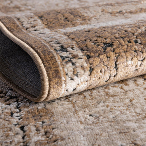 Khaki 6' 1 x 9' Chateau Rectangle Area Rug 85% Polypropylene & 15% Chenille With Cotton Backing Traditional Vintage Distressed Carpet for Classical Interior Design Decorating for Sale at Rug Engine