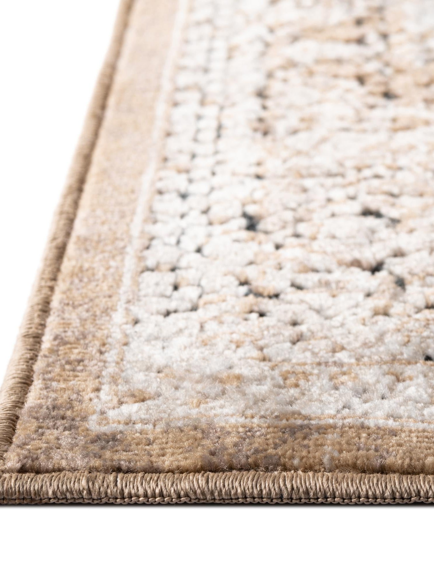 Khaki 6' 1 x 9' Chateau Rectangle Area Rug 85% Polypropylene & 15% Chenille With Cotton Backing Traditional Vintage Distressed Carpet for Classical Interior Design Decorating for Sale at Rug Engine