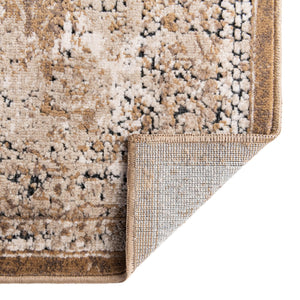 Khaki 7' 10 x 10' Chateau Rectangle Area Rug 85% Polypropylene & 15% Chenille With Cotton Backing Traditional Vintage Distressed Carpet for Classical Interior Design Decorating for Sale at Rug Engine