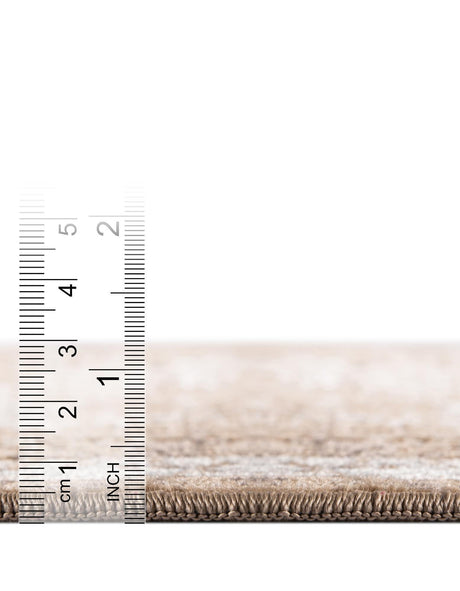 Khaki 4' 1 x 4' 1 Chateau Round Area Rug 85% Polypropylene & 15% Chenille With Cotton Backing Traditional Vintage Distressed Carpet for Classical Interior Design Decorating for Sale at Rug Engine