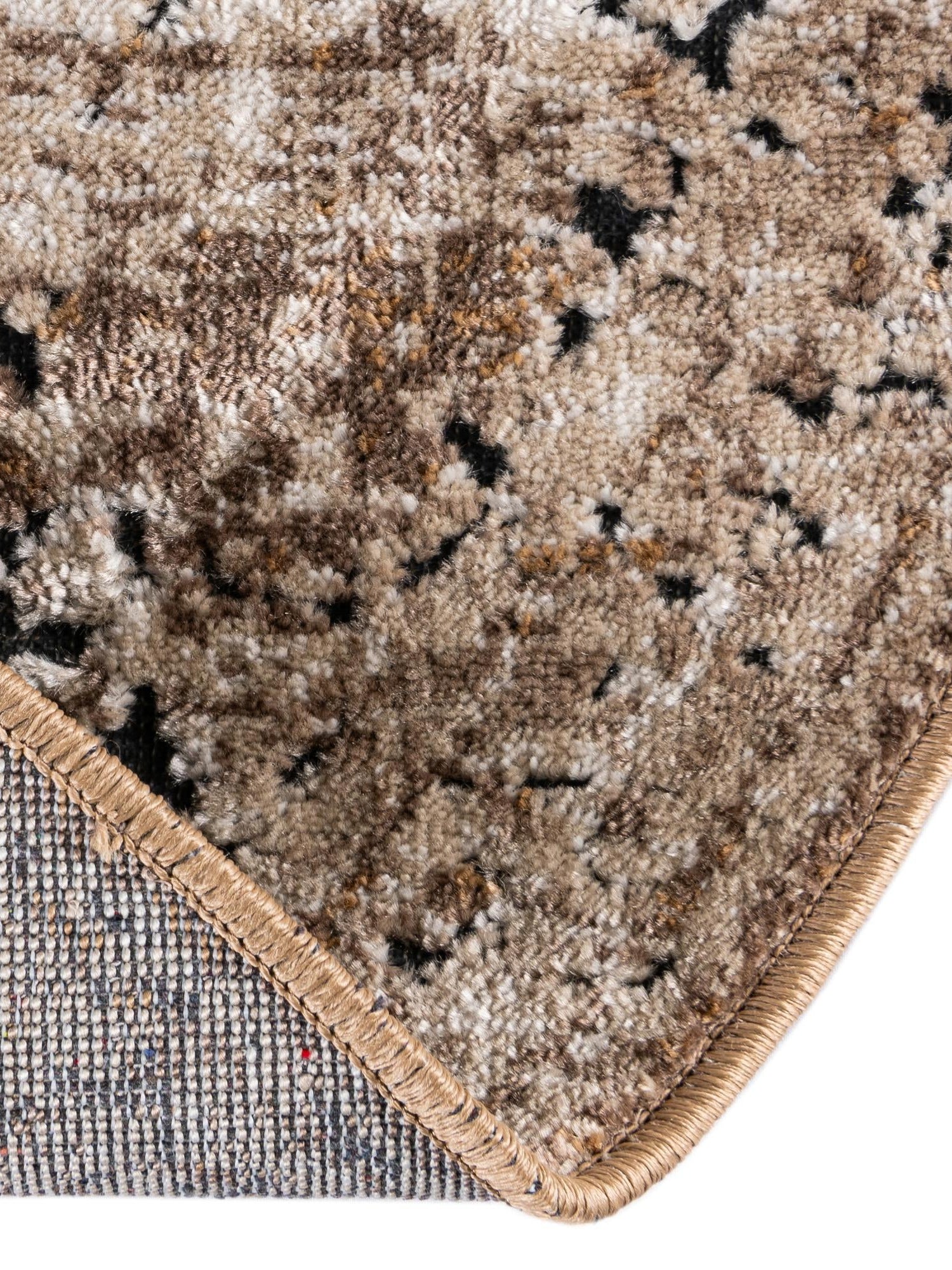 Khaki 7' 10 x 7' 10 Chateau Round Area Rug 85% Polypropylene & 15% Chenille With Cotton Backing Traditional Vintage Distressed Carpet for Classical Interior Design Decorating for Sale at Rug Engine