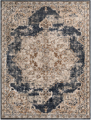 Slate Blue 7' 10 x 10' Chateau Rectangle Area Rug 85% Polypropylene & 15% Chenille With Cotton Backing Traditional Vintage Distressed Carpet for Classical Interior Design Decorating for Sale at Rug Engine