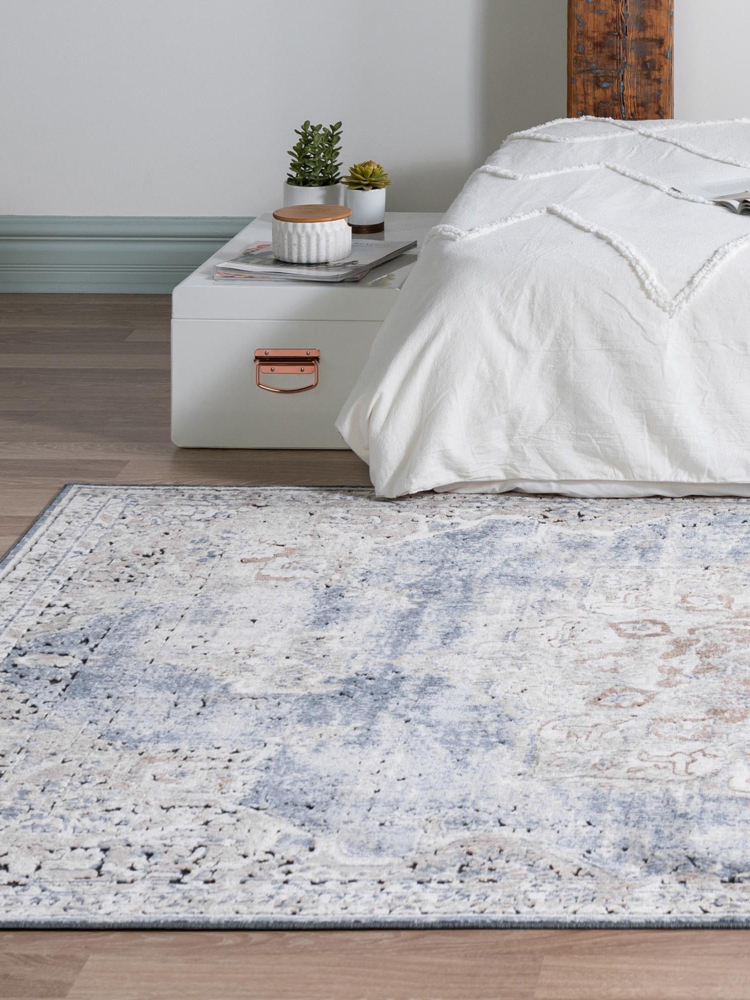 Slate Blue 5' 3 x 8' Chateau Rectangle Area Rug 85% Polypropylene & 15% Chenille With Cotton Backing Traditional Vintage Distressed Carpet for Classical Interior Design Decorating for Sale at Rug Engine