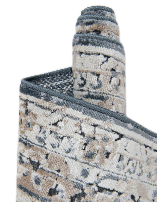 Slate Blue 9' x 12' Chateau Rectangle Area Rug 85% Polypropylene & 15% Chenille With Cotton Backing Traditional Vintage Distressed Carpet for Classical Interior Design Decorating for Sale at Rug Engine