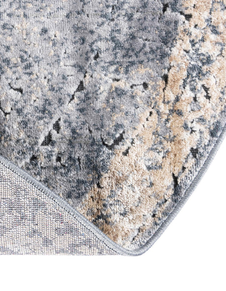 Slate Blue 7' 10 x 7' 10 Chateau Round Area Rug 85% Polypropylene & 15% Chenille With Cotton Backing Traditional Vintage Distressed Carpet for Classical Interior Design Decorating for Sale at Rug Engine