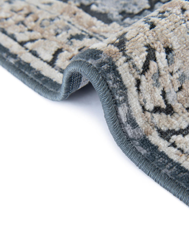 Slate Blue 7' 10 x 7' 10 Chateau Round Area Rug 85% Polypropylene & 15% Chenille With Cotton Backing Traditional Vintage Distressed Carpet for Classical Interior Design Decorating for Sale at Rug Engine