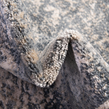 Gray Blue 4' 1 x 4' 1 Chateau Round Area Rug 85% Polypropylene & 15% Chenille With Cotton Backing Traditional Vintage Distressed Carpet for Classical Interior Design Decorating for Sale at Rug Engine